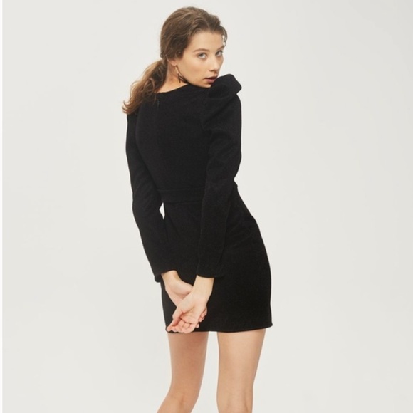 Topshop Tinsel Wrap Dress Puff Shoulder - Picture 3 of 4